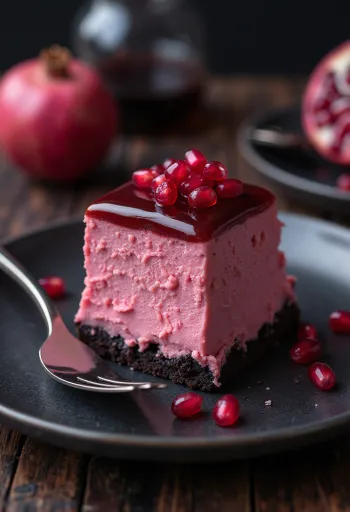 Granatapfel-Mousse-Torte serviert