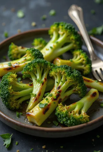 Gegrillte Brokkolistiele serviert
