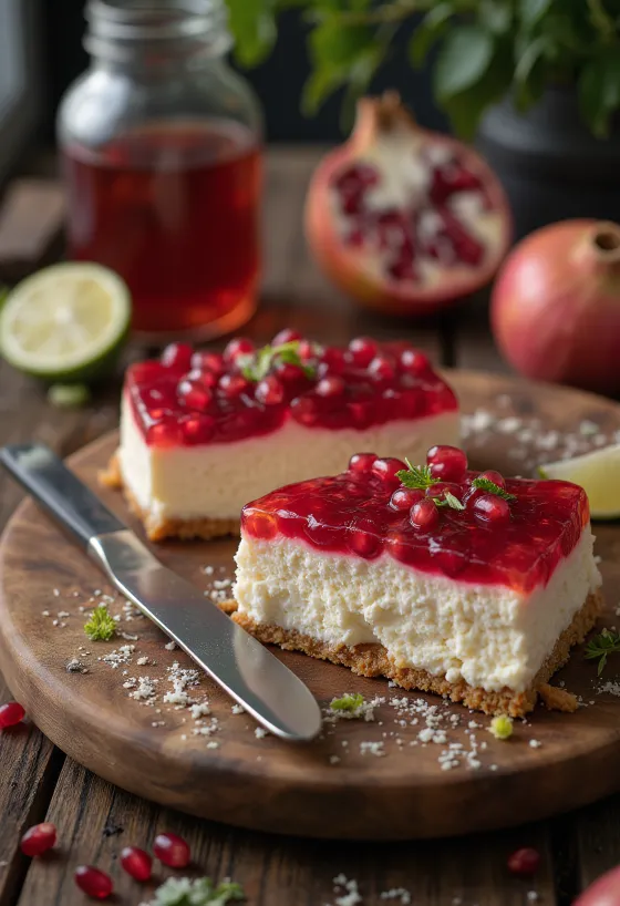 Granatapfel-Cheesecake mit Dekoration