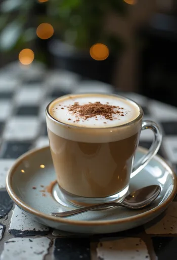 Kaffee mit Milchschaumhaube frisch serviert