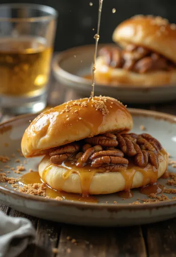 Bao Buns mit Pekannuss und Ahornsirup serviert