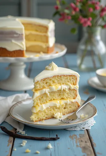 Servierte Vanillecremetorte