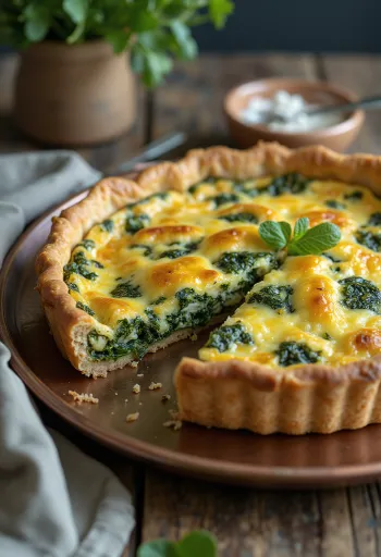 Vegane Spinat-Quiche Stücke serviert