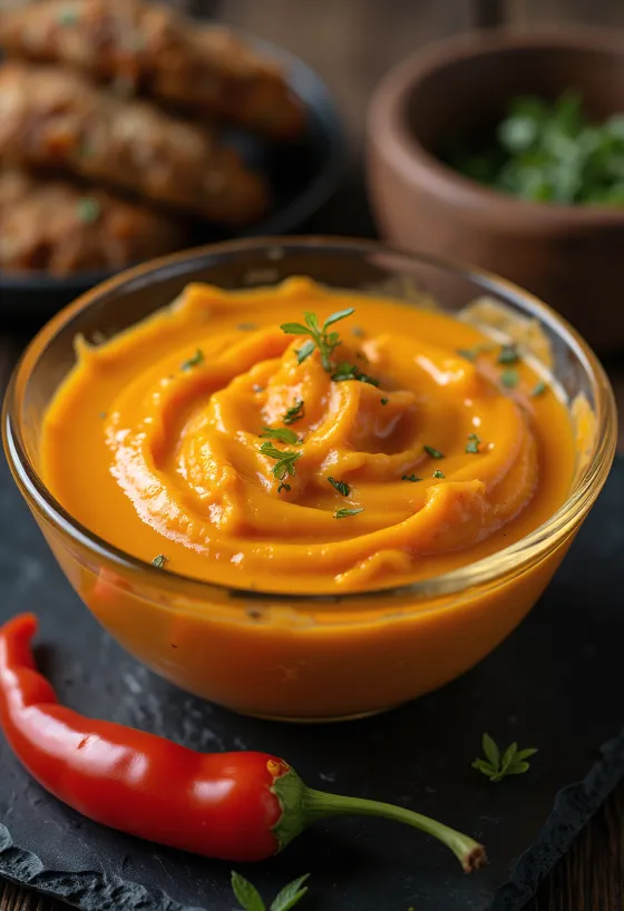 Servierte Paprika-Sahne-Sauce