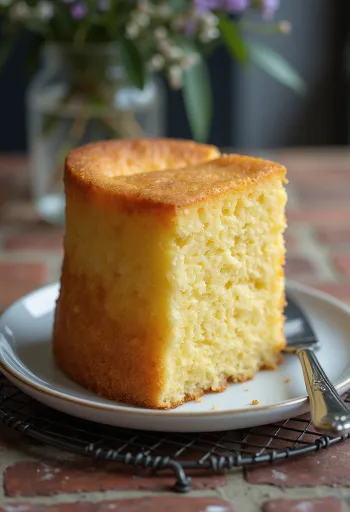 Servierte Vanille-Biskuit-Torte