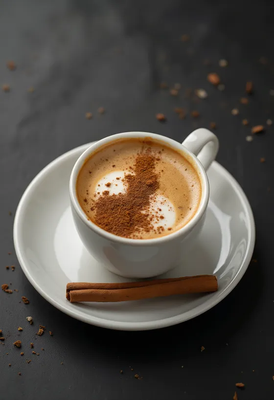 Zimtkaffee in der Tasse mit Schlagsahne und Zimt