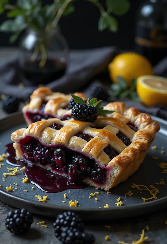 Goldbraune Brombeer-Tarte mit frischen Brombeeren