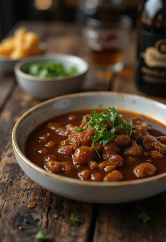 Scharfe Tamarinden-Sauce serviert zu gegrilltem Fleisch