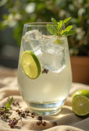 Gin Tonic mit Limette und viel Eis