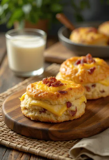 Speck-Käse-Pogatschen serviert