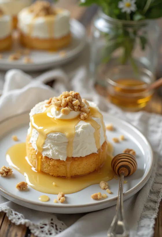 Griechische Joghurttorte elegant serviert