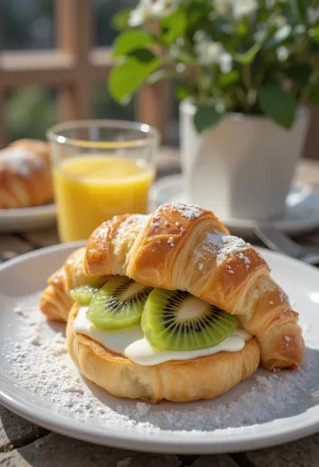 Servierte Kiwi-Croissants