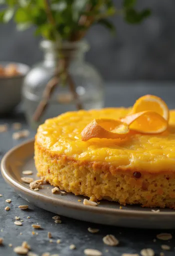 Servierte Orangen-Haferflocken-Torte