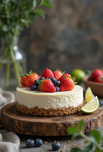 Servierter veganer Käsekuchen