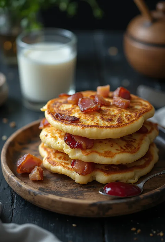 Fläskpannkaka schwedischer Speckpfannkuchen serviert