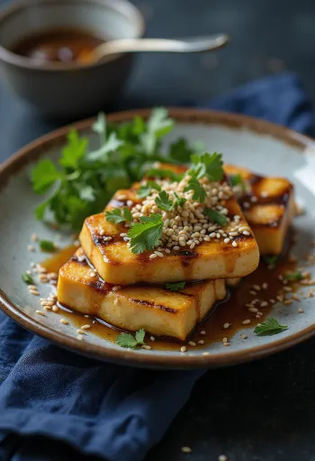 Gegrillter Tofu mit Ingwer-Dressing