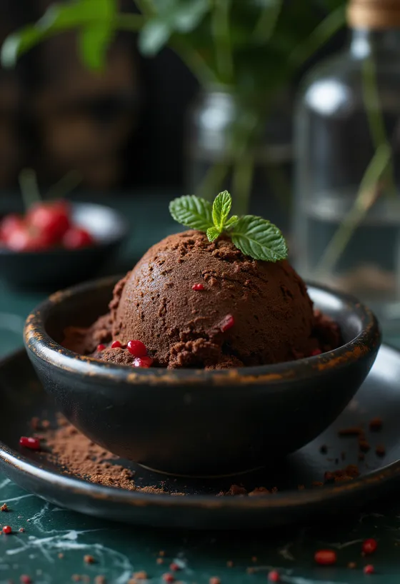 Chili-Schokoladen-Sorbet hausgemachtes würziges Dessert