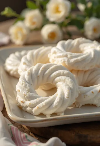 Baiser-Ringe, knusprige Zuckerschaum-Ringe als festliche Dekoration