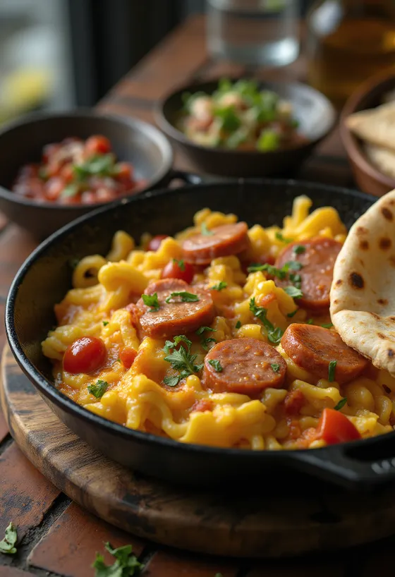 Klassisches Menemen mit Sucuk, türkisches Frühstück mit Eiern, Paprika und Tomaten