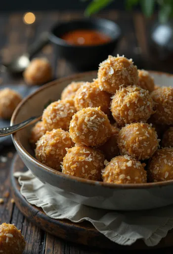 Servierte Haferflocken-Kokosbällchen