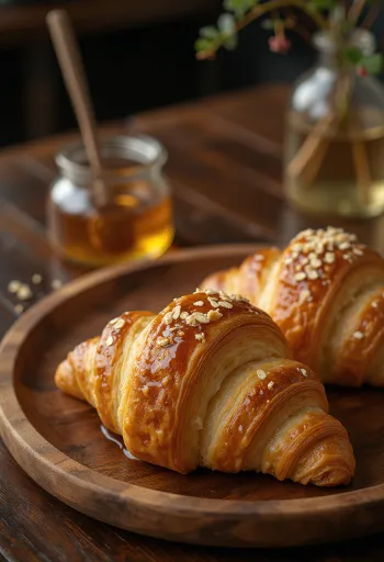 Servierte Honig-Hafer-Croissants