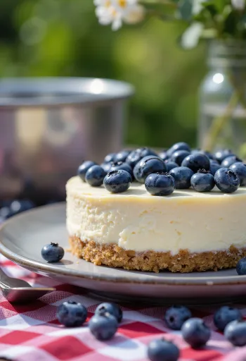 Servierter Blaubeer-Cheesecake