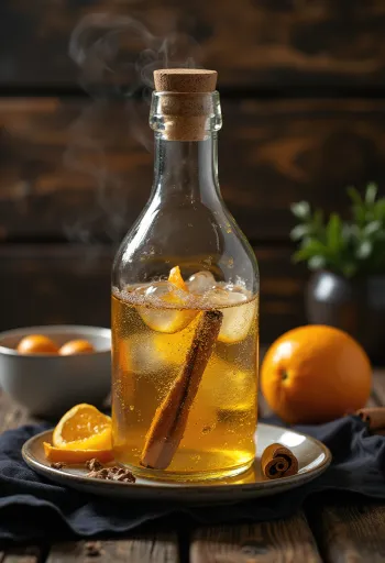 Amerikanischer Süß-Cider im Glas mit Gewürzen