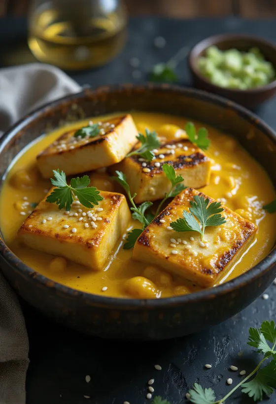 Gegrillter Tofu mit Tahini-Curry