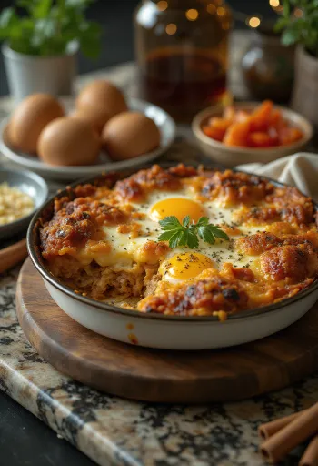 Würziges Moussaka mit Quark-Béchamel-Haube