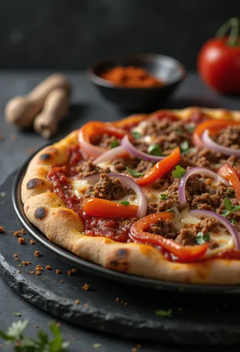 Servierte Pizza Algérienne