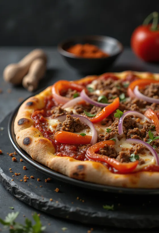 Servierte Pizza Algérienne