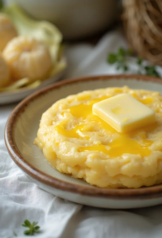 Tamalito mit Butter, Maiskuchen mit Limette serviert