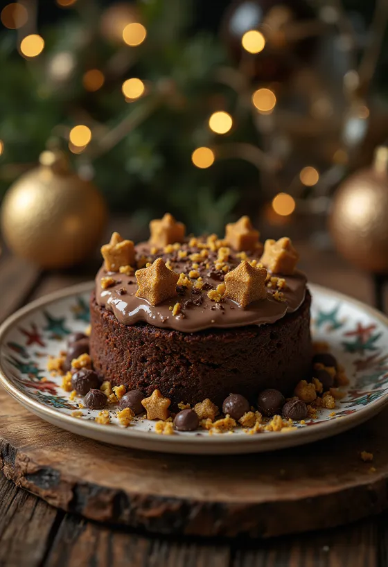 Weihnachtliche Schokoladentorte mit festlicher Dekoration