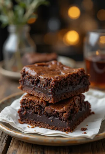Brownie mit reichem Schokoladengeschmack, in Stücke geschnitten