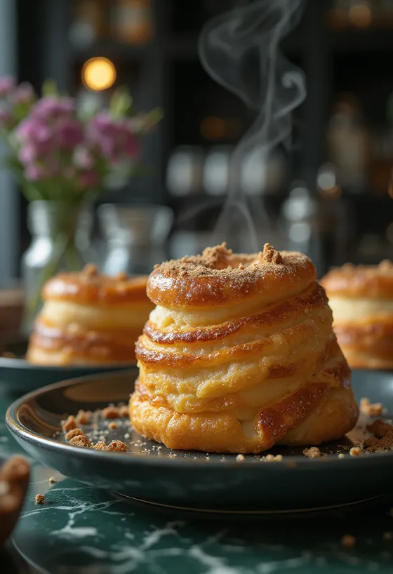 Baumstriezel-Rollen mit Zimtzucker überzogen