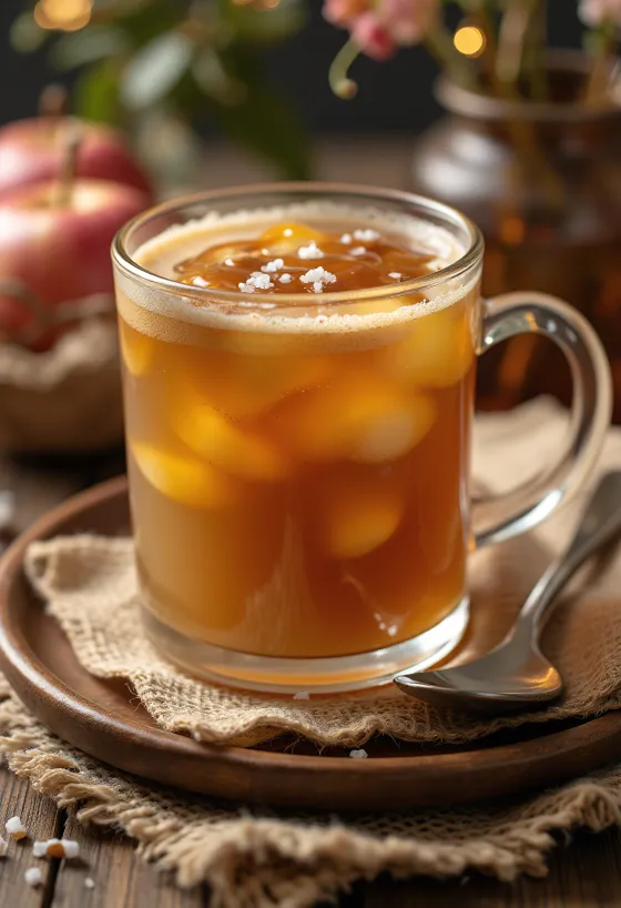 Karamell-Apfel-Cider serviert