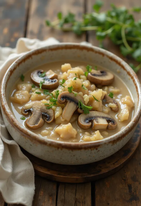 Servierte Estragon-Pilz-Sauce