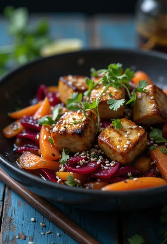 Tofu-Wok mit Rote Bete