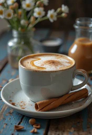 Karamell-Chai-Latte im Glas serviert
