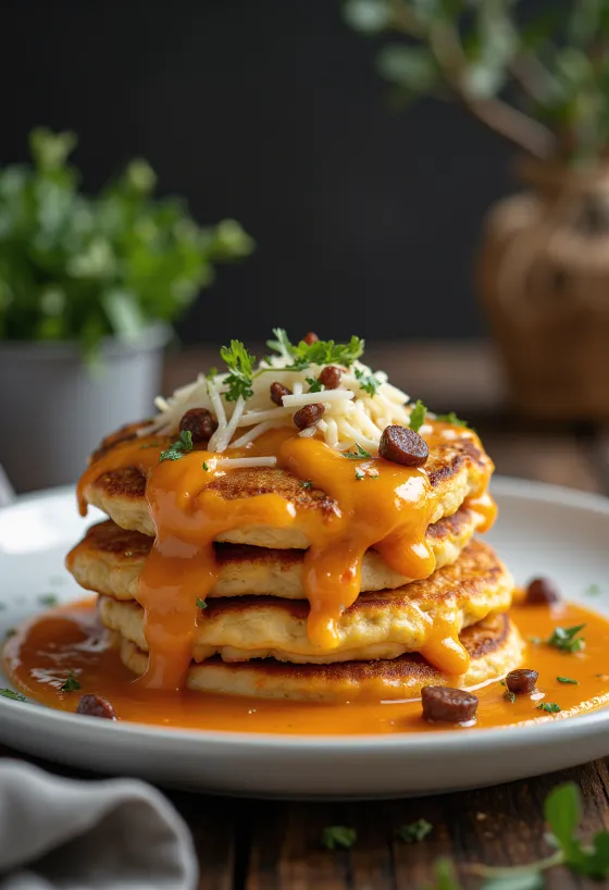 Paprika-Wurst-Pfannkuchen frisch gebacken