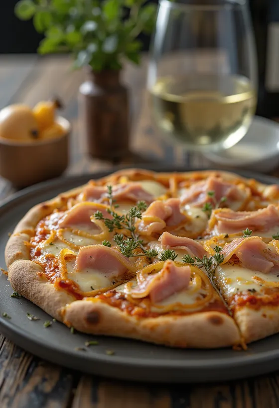 Pizza alla Messinese mit Thunfisch und Zwiebeln