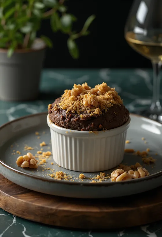 Serviertes Vanille-Walnuss-Soufflé