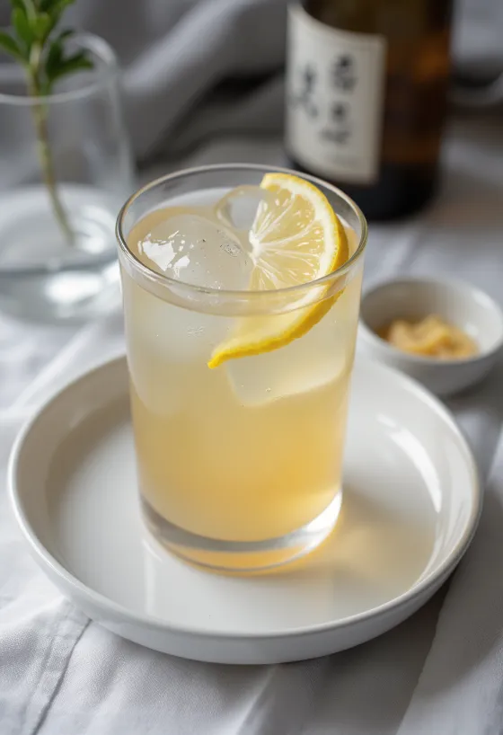 Japanischer Sake-Cider im Glas serviert