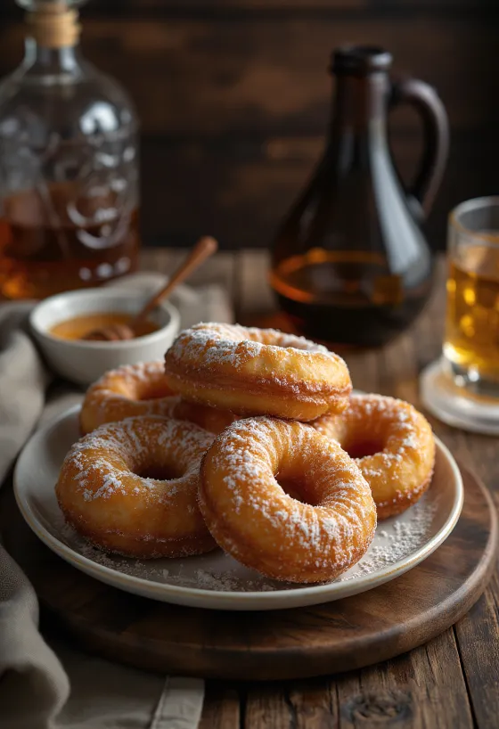 Krapfen mit Lebkuchengeschmack in weihnachtlicher Anrichtung