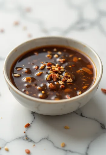Servierte Sesam-Chili-Ingwer-Sauce