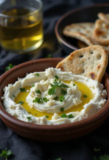 Servierte Haydari Joghurtcreme mit frischem Gemüse