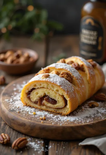 Servierte Krokant-Stollen-Scheiben auf einem Teller