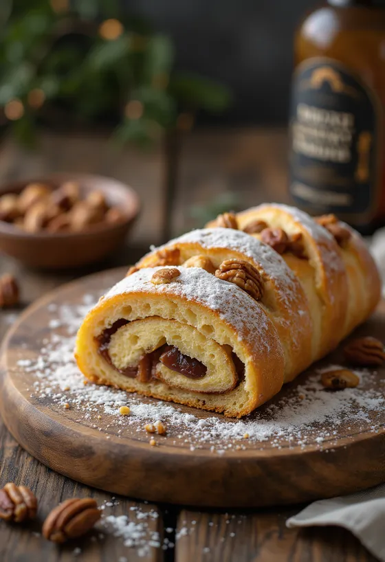 Servierte Krokant-Stollen-Scheiben auf einem Teller