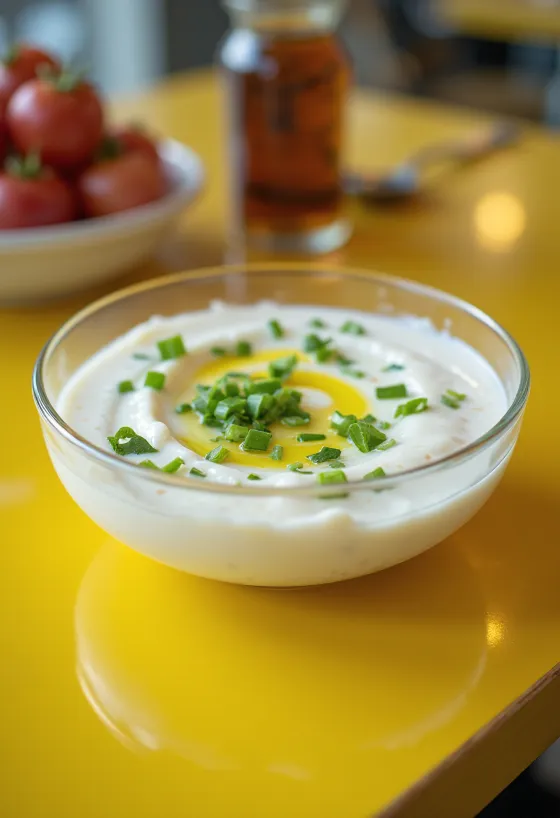 Servierte türkische Joghurtsauce