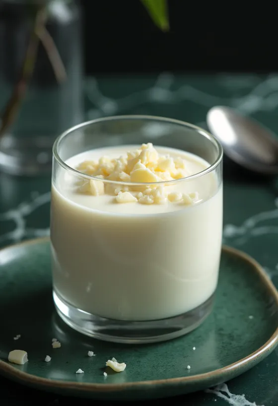 Panna Cotta mit weißer Schokolade serviert